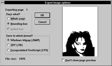 Select format and preview screen